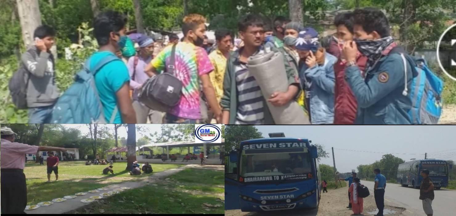 भोकभोकै देवदह आइपुगेका मजदुरहरुलाई खाना खुवाई गन्तब्य तिर पठाइयो
