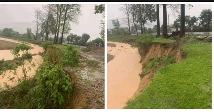 नदि कटानको कारण देवदहको चरंगेमा जोखिम बढ्यो