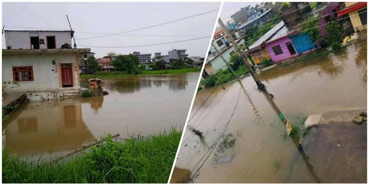 ढल निकासको उचित व्यवस्थापन नहुँदा तामनगर जलमग्न