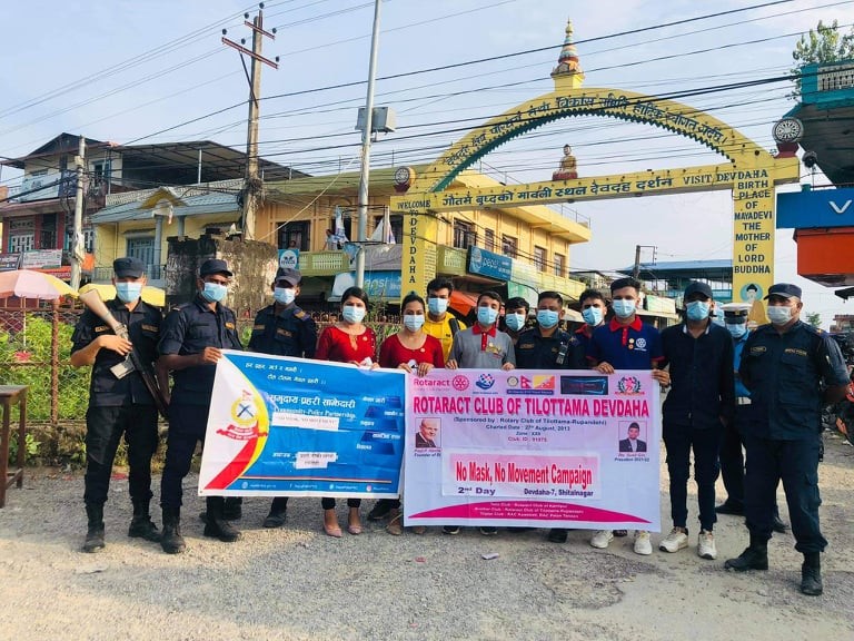 रोट्रयाक्ट देवदह द्वारा निशुल्क मास्क बितरण