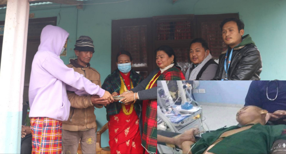 मगर संसारका अध्यक्ष अनिल लामिछाने मगरको पहलमा ब्रेन ट्यूमरका बिरामीलाई आर्थिक सहयोग