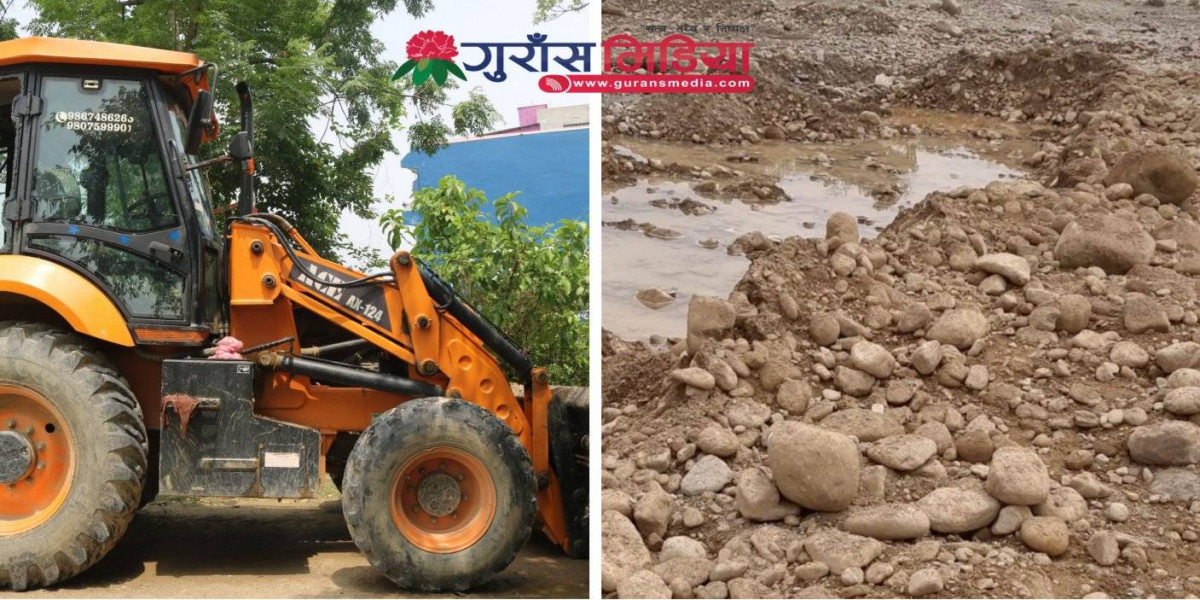 घोडाहा खोलामा नदिजन्य पदार्थको चोरी निकासी : उत्खनन गर्ने  जेसिभी प्रहरीको नियन्त्रणमा