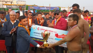 भैरहवामा आयोजित अन्तर्राष्ट्रिय कुस्ती प्रतियोगिताको उपाधि बसन्त थापालाइ