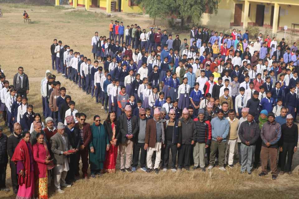 महामाया भवानी माविमा स्वर्णस्तम्भ, सरस्वती मन्दिर र मञ्च शिलान्यास