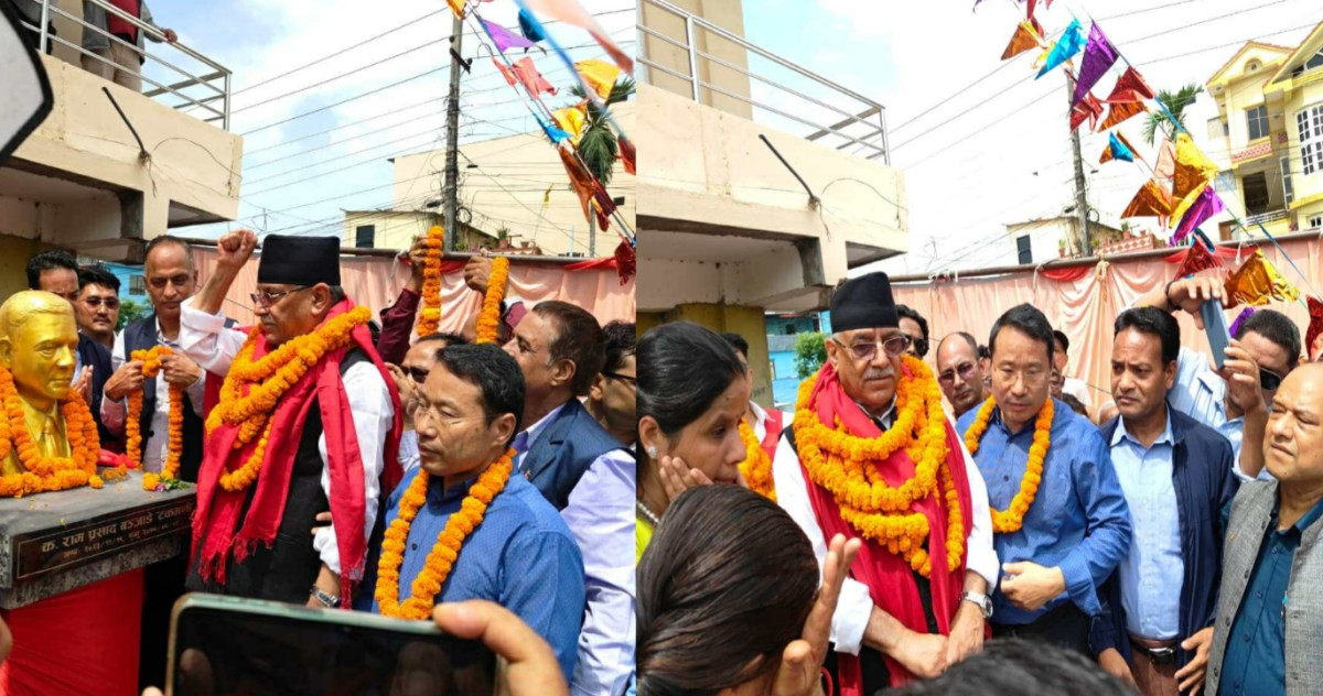 प्रचण्डद्वारा बुटवलमा टंकमणिको शालिक अनावरण
