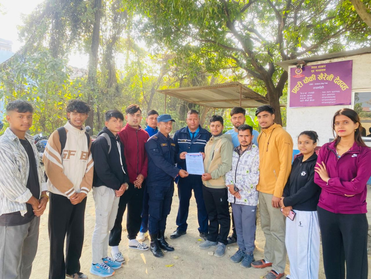 देवदह क्षेत्रमा तीव्र गति नियन्त्रणको माग, स्ववियुद्वारा प्रहरीलाई ज्ञापन पत्र बुझाइयो